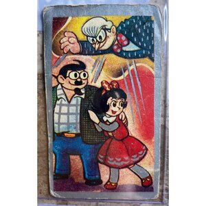 Vintage Japanese Menko Card With Retro Cartoon Illustration